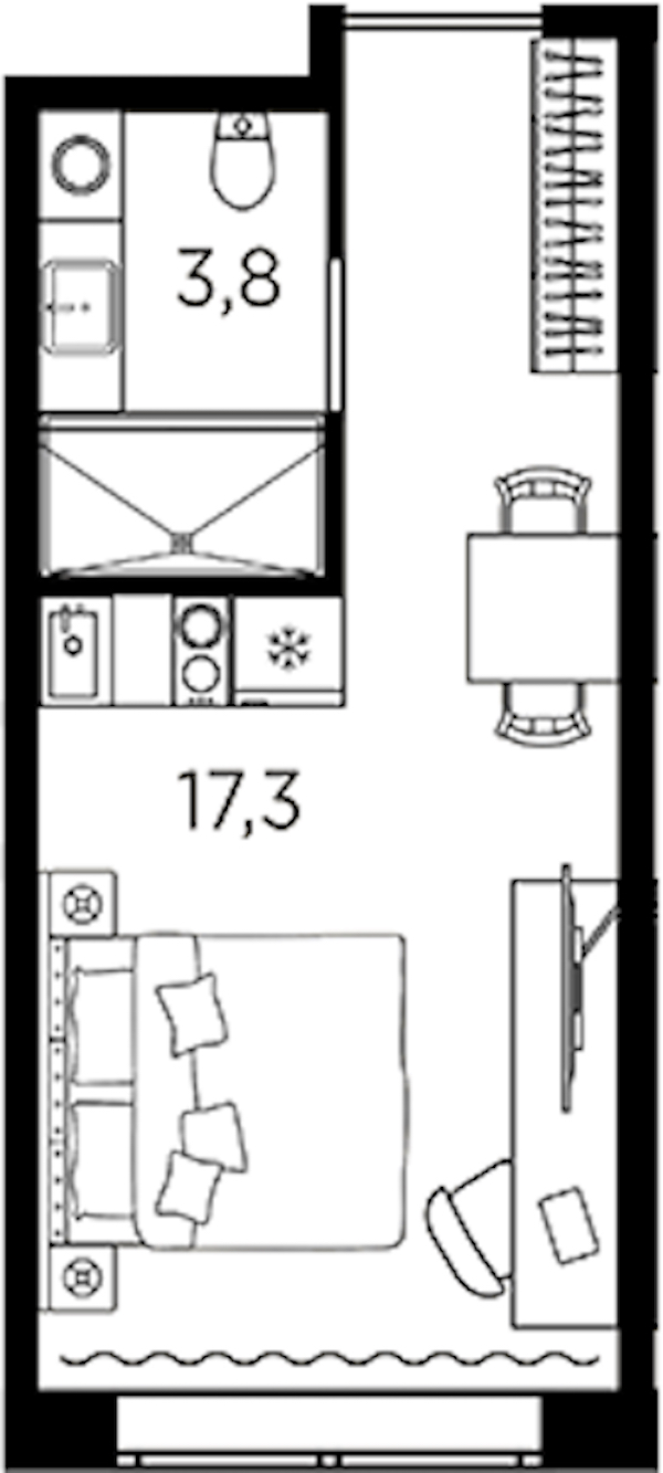 Квартира студия 21.1 м², 2/13 эт., ЖК «AVENIR Industrial»